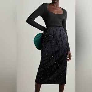 Veronica Beard sweetheart neckline ribbed sweater